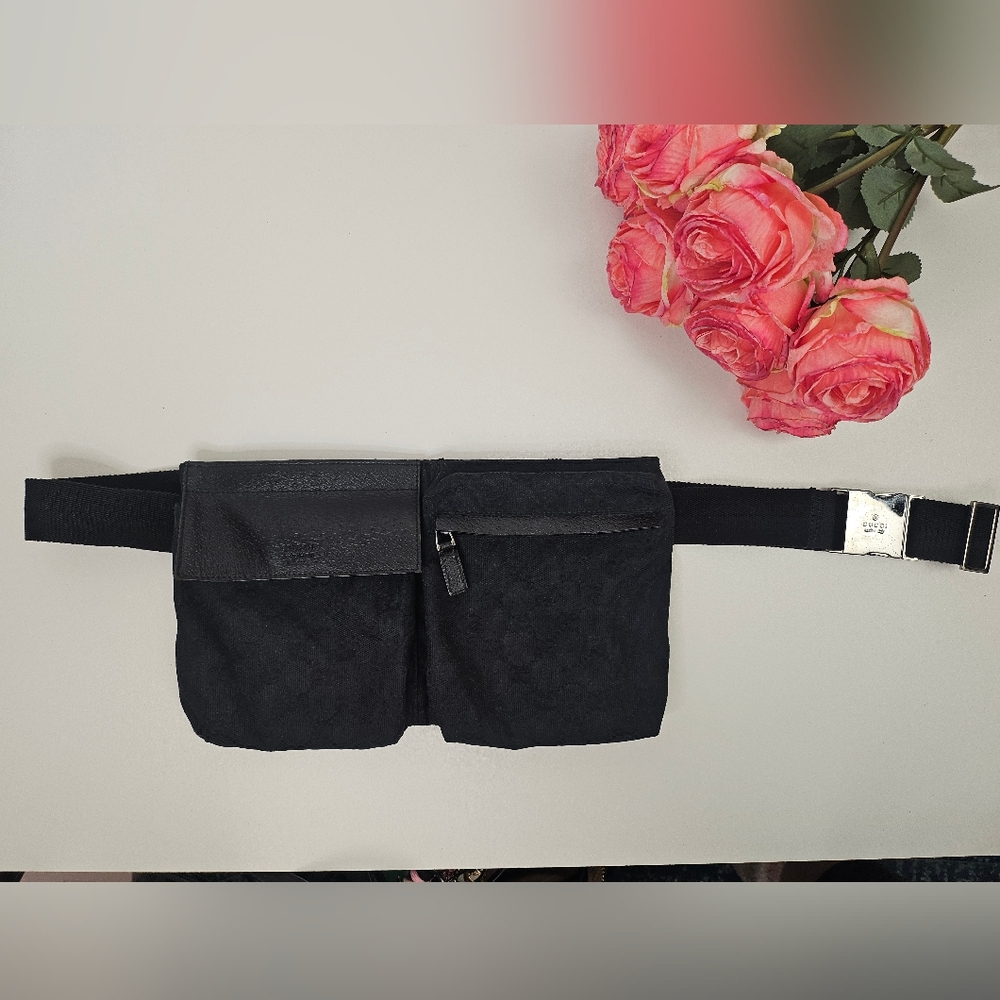 Authentic Gucci GG Canvas Waist Belt Bag